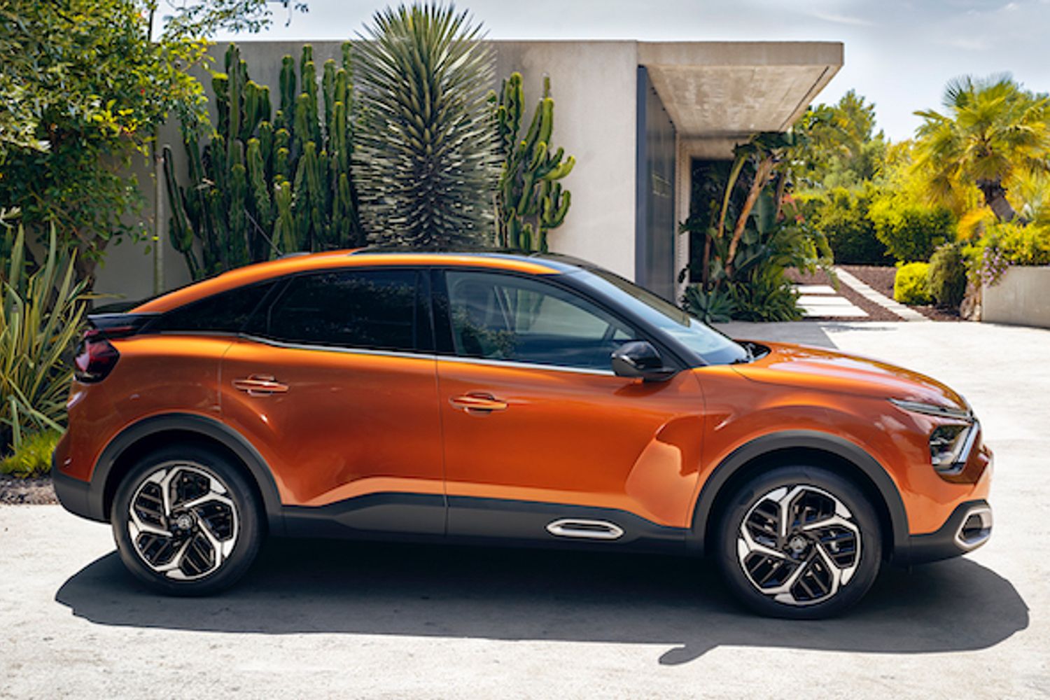 Citroen eC4 electric car exterior side parked in driveway